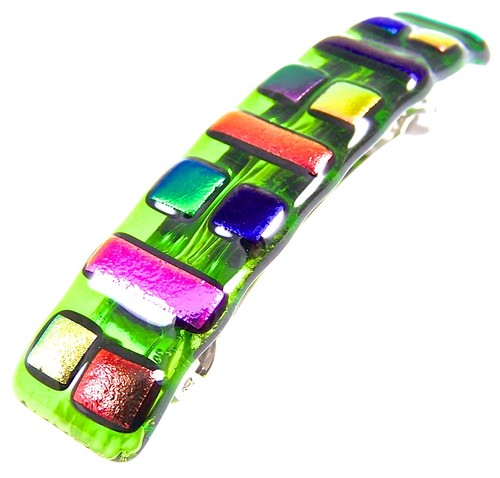 Dichroic glass barrette - glass,