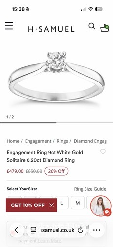 Samuels white gold diamond - h,