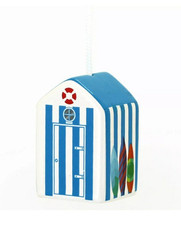 Light Blue & White Ceramic Beach Hut Light Pull Corded - Bathroom - Nautical