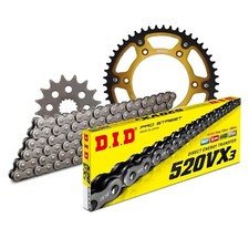 DID Motorcycle Chain Set Stealth 520VX3 Clip Lock Gold