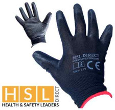 HSL DIRECT NYLON PU COATED GRIP SAFETY WORK GLOVES GARDENING BUILDERS ROOFING