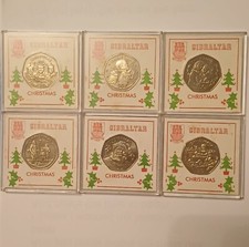GIBRALTAR CHRISTMAS 50P COIN SET 1988 1989 1990 1991 1992 1993 UNCIRCULATED