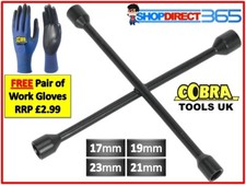 4 WAY WHEEL WRENCH UNIVERSAL CROSS NUT 17mm 19mm 21mm 23mm CAR BRACE SPANNER NEW