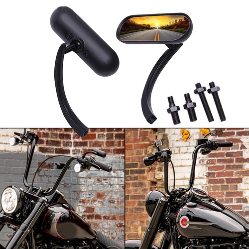 Black oval mirrors for harley - oval,