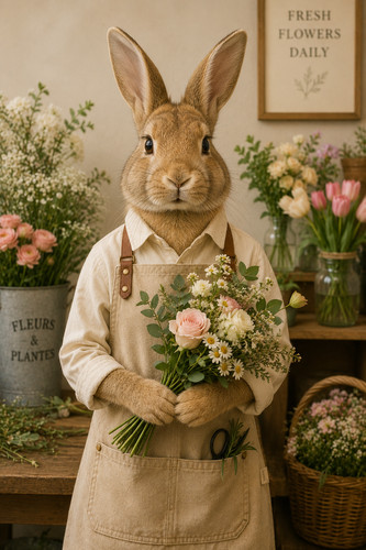 Rabbit florist with canvas - with,