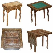 HIGHLY COLLECTABLE CIRCA 1910 SYRIAN DAMASCUS INLAID BACKGAMMON CARD TABLE