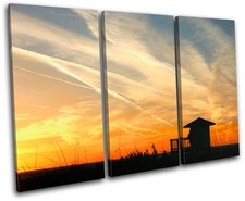 Beach Hut Sunset Seascape