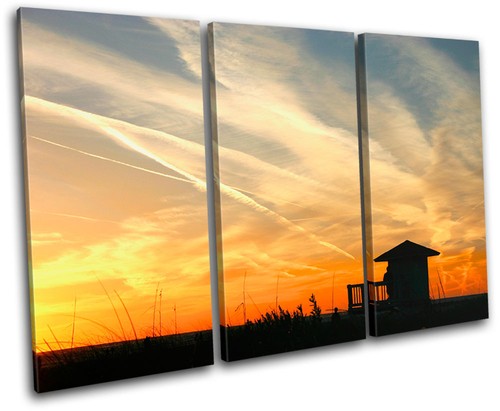 Beach hut sunset seascape - beach,