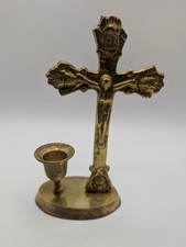 Vintage brass crucifix - brass,