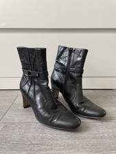 Ladies Lotus Black Leather Ankle Boots -UK5, zip-up