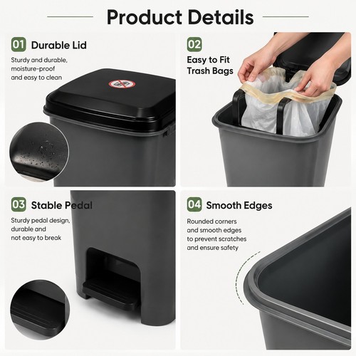 50l slim pedal bin waste - pedal,