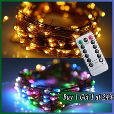 50/100/200 LED USB Remote Battery Powered Micro Wire Copper Fairy String Lights