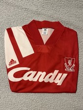 Liverpool FC 1991/92 Retro Vintage Candy Home Red Football Shirt XL