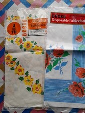 Two Vintage Deeko Paper Tablecloths Floral 36" Square Unused