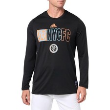adidas Men's Medium Black New York City FC Long Sleeve Pre-Game T-Shirt I12-19