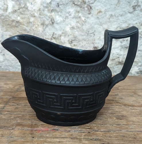 Antique black basalt creamer - basalt,