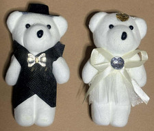 Mini Teddy Bears Small Flocked Teddy Bear  Bride and Groom (S19a-c) *