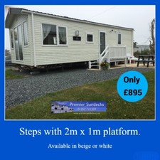 Bargain plastic conservatory uPVC Caravan Decking Veranda with Steps 2m x 1m