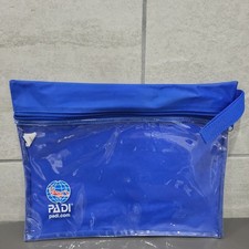 PADI Blue Zip Document Wallet – A4 Clear Front Pouch Scuba Diving Log Book Pouch