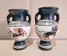 Pair Of Hand Made In Greece Urns - Hand Painted