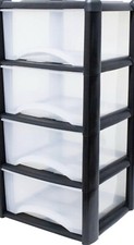 4 Tier Large Plastic Storage Drawer Draw Tower Unit Home School Office Room Tidy