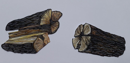 Wooden log die - die, cuts