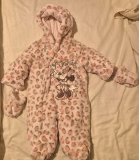 Matalan - Baby Girls Minnie Mouse Animal Print Pram/Snowsuit Size 0-3 Months
