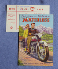 Vintage 1959 Matchless Motorcycles Poster Brochure Catalogue & Price List