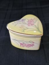 Royal Worcester Porcelain Palissy Flowers Design Heart Shaped Trinket Keepsake