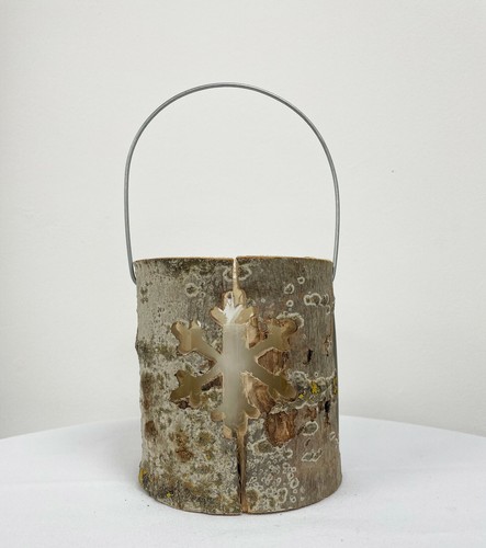 Rustic wood lantern candle - lantern,