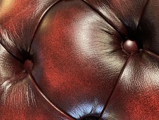 Red Oxblood Antique Leather Chesterfield Footstool wooden Barley Legs