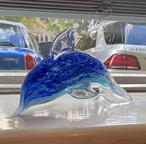 Blue clear art glass - &,