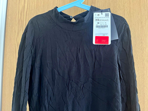 Zara woman black crinkle shift - black,