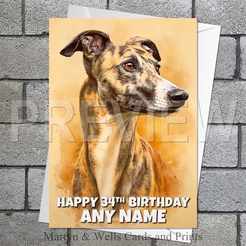 Greyhound birthday card 5x7 - birthday, card.