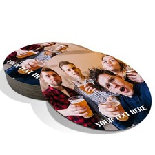 Personalised Beer Mats Photo Coasters - Packs of 12, 24, 48, 96 - Add Photo Text