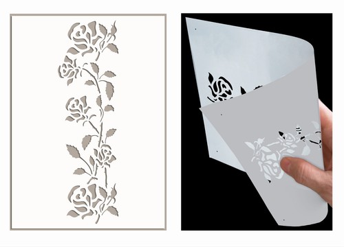 Flower stencil rose border - flower,