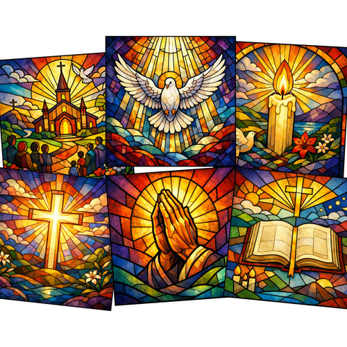 Stained glass religious - stained, card