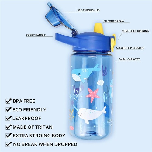 Kids water bottle with straw - kids,