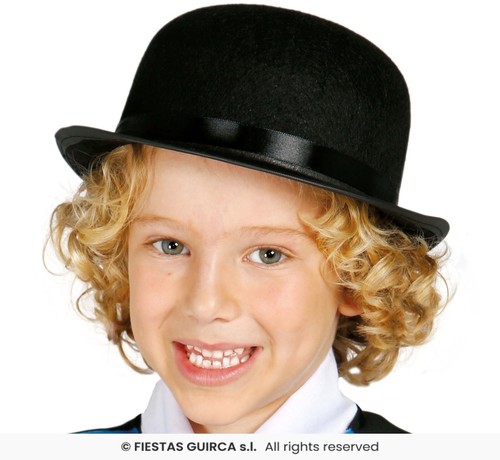 Kids black bowler hat magician - hat,