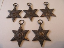 JOB LOT FIVE WW2 THE BURMA STAR -BRITISH CAMPAIGN MEDALS.