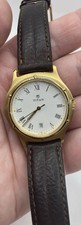 Titan Men’s Watch White Dial Gold Tone Brown Leather Strap 