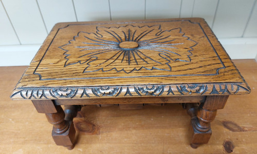 Vintage solid oak - , footstool