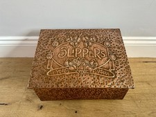 Arts & Crafts Hammered Copper Slipper Box with Lid Vintage