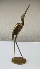 Vintage Mid-Century Brass Crane Heron Bird Sculpture – 34.5cm tall