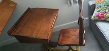 Vintage Cast Iron Framed School Desk And Chair
