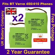 2 X 5M702BMX BT VERVE 410 450 CORDLESS PHONE BATTERIES 2.4V 600MAH NIMH NEW UK