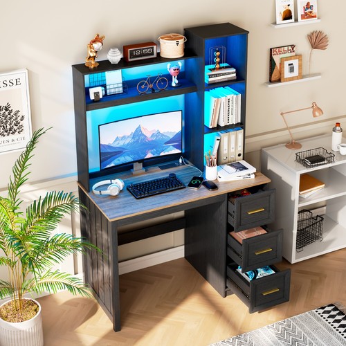 Home office desk with hutch - home,
