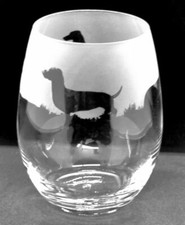 DACHSHUND Frieze Boxed 36cl Crystal Stemless Wine / Water Glass