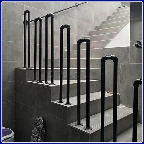 Shaped iron stair handrail - iron,