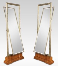 Pair of Versace Large tooled bronze framed two sided cheval mirrors